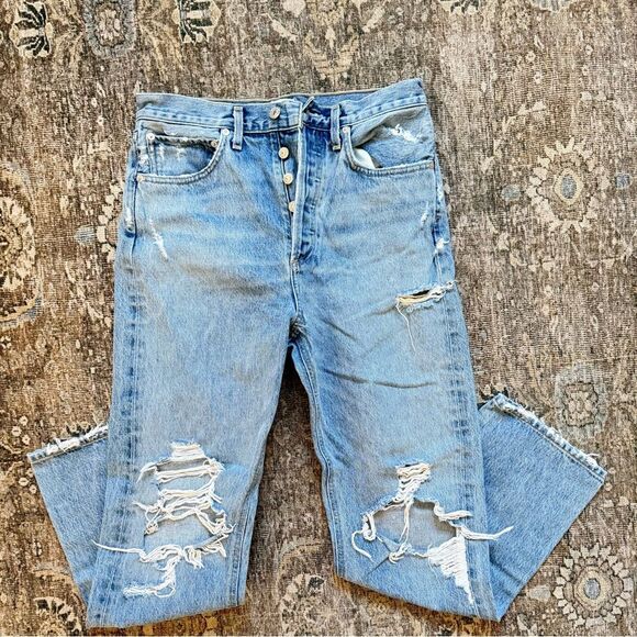 AGOLDE 90'S Mid Rise Distressed Snapshot 26 - Picture 3 of 5